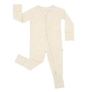 Little Sleeping Heather Oatmeal Ribbed Zippy 6-12 Months